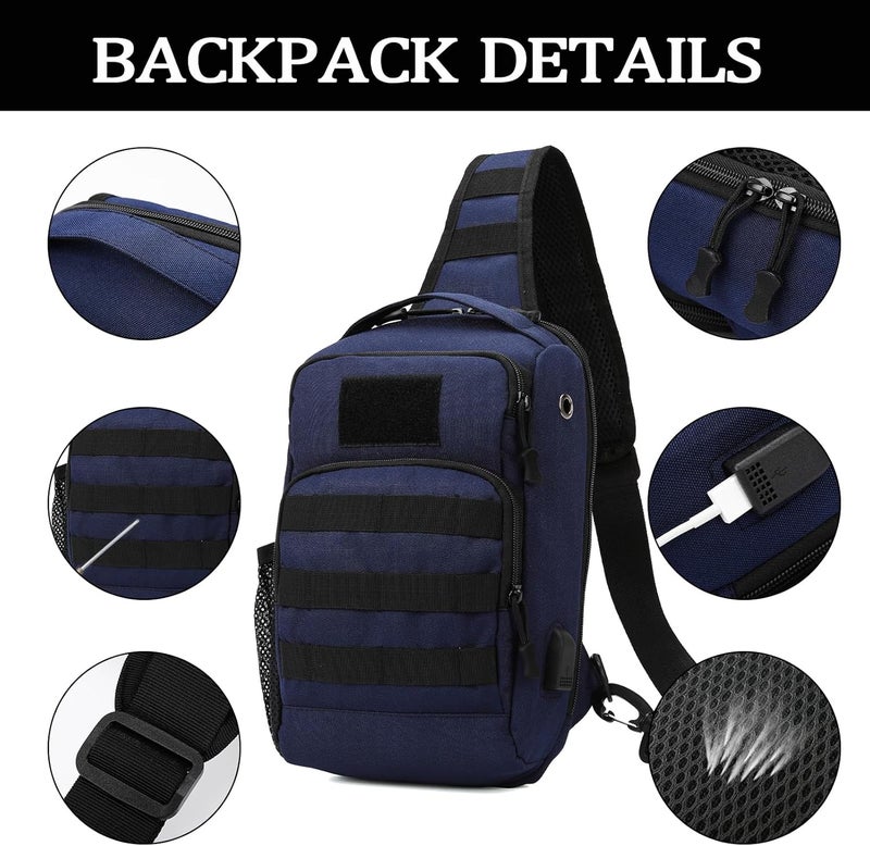 Valinov Tactical Shoulder Bag,Molle Shoulder Backpacks,Military Sling Daypack Backpack with USB Charging port - Image 3